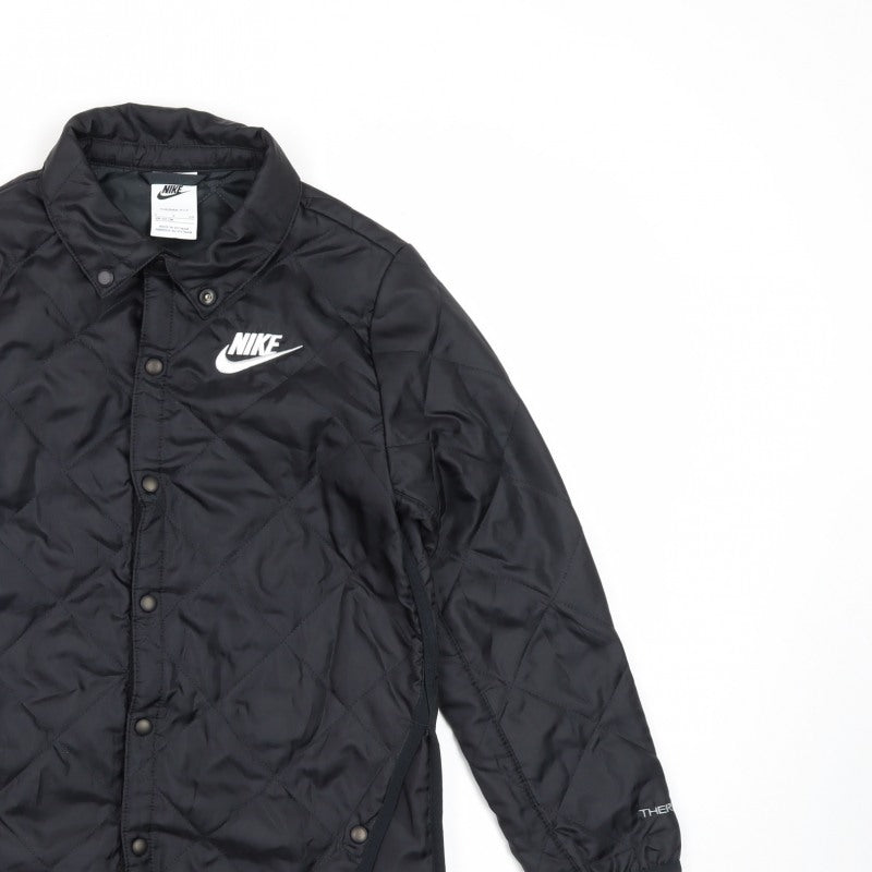 Nike Boys Black S Therma-FIT Quilted Padded Snap Jacket