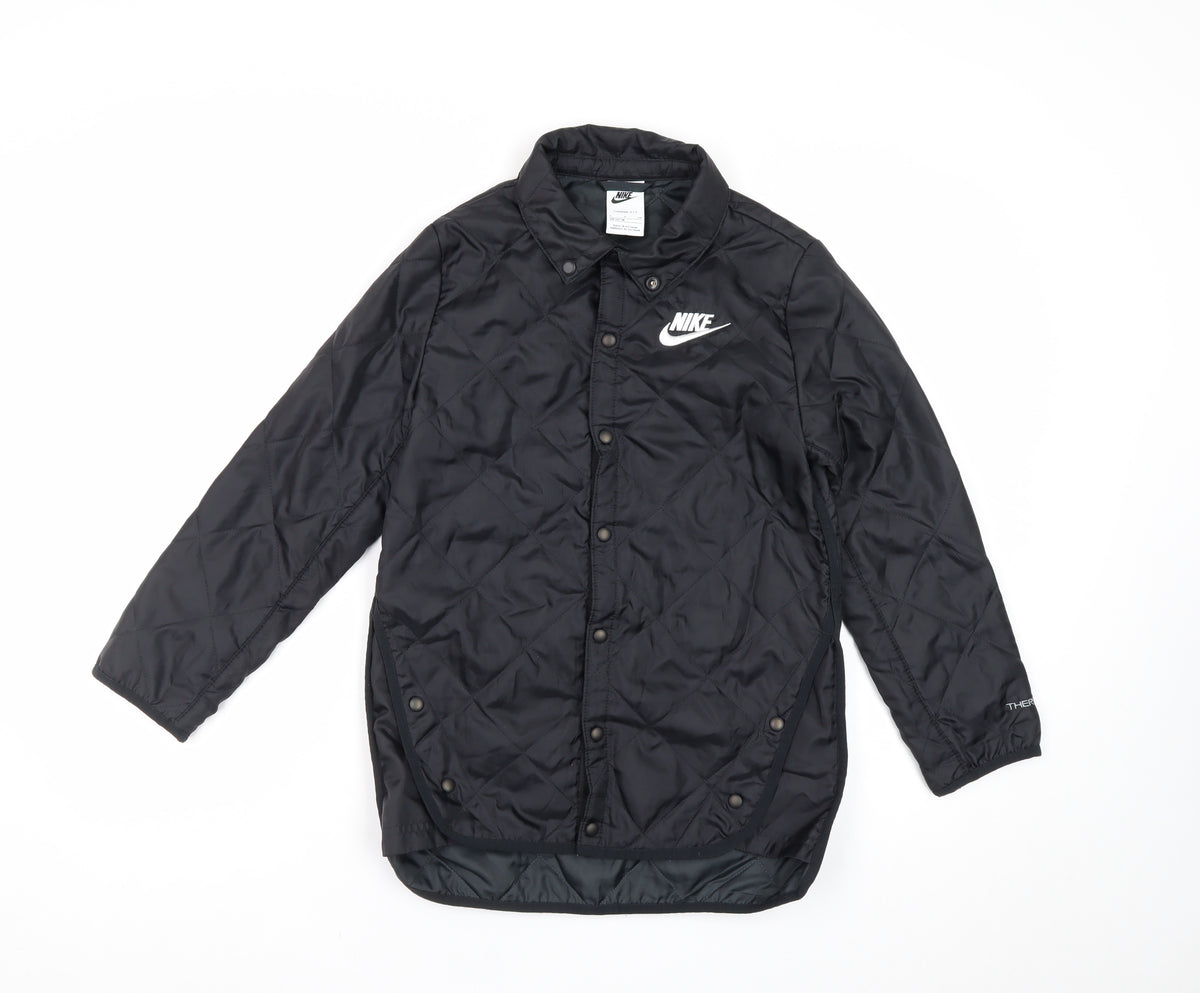Nike Boys Black S Therma-FIT Quilted Padded Snap Jacket