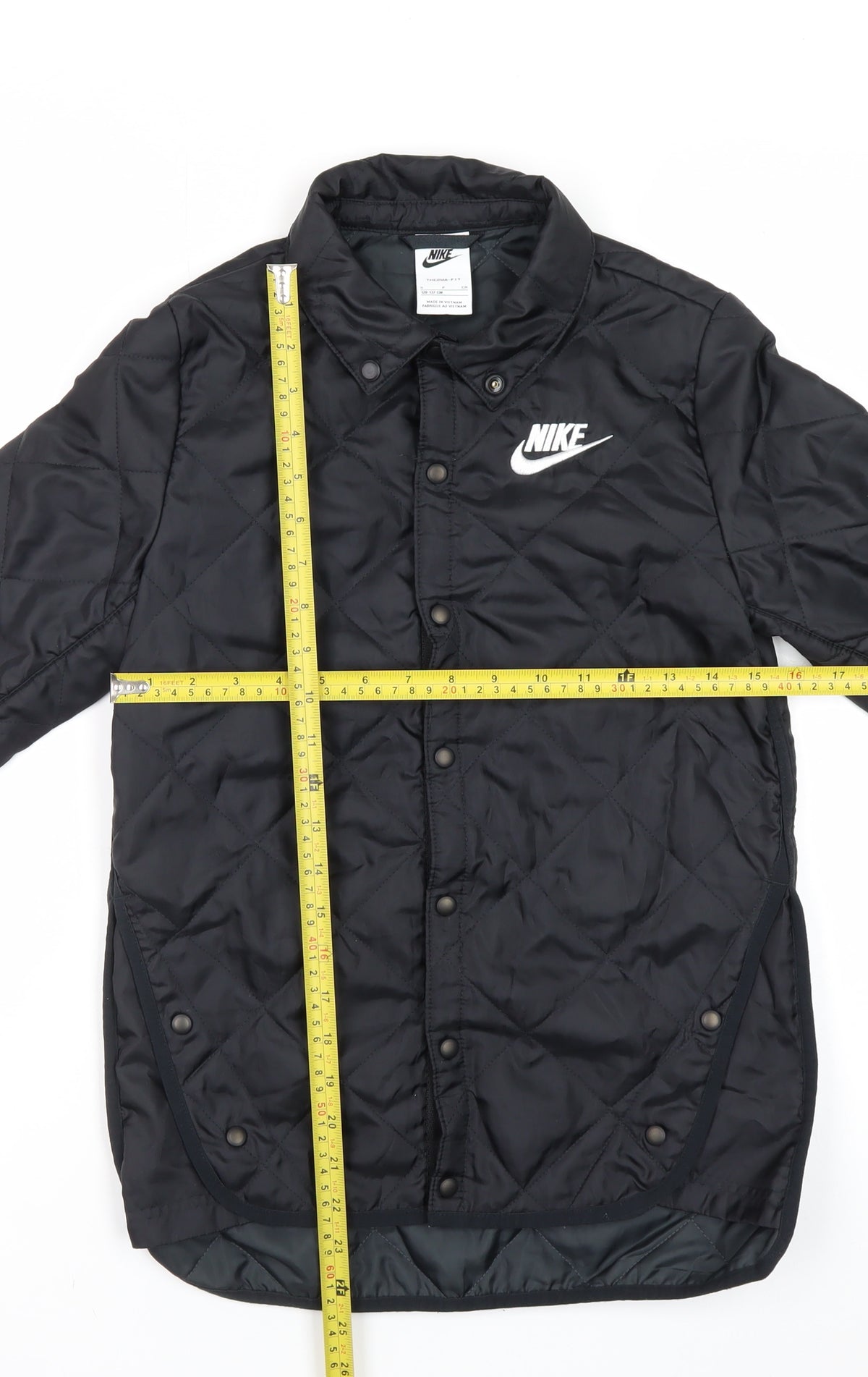 Nike Boys Black S Therma-FIT Quilted Padded Snap Jacket