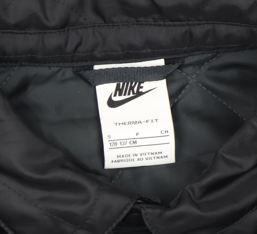 Nike Boys Black S Therma-FIT Quilted Padded Snap Jacket