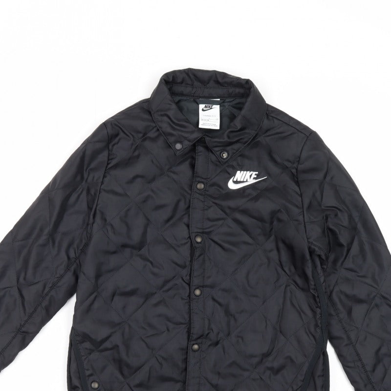 Nike Boys Black S Therma-FIT Quilted Padded Snap Jacket