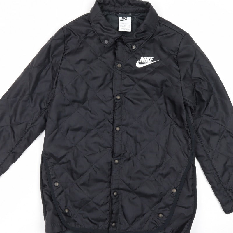 Nike Boys Black S Therma-FIT Quilted Padded Snap Jacket