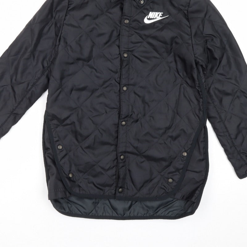 Nike Boys Black S Therma-FIT Quilted Padded Snap Jacket