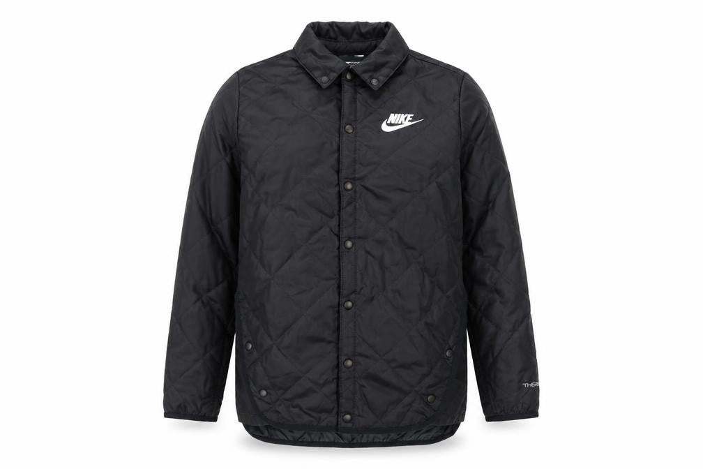 Nike Boys Black S Therma-FIT Quilted Padded Snap Jacket