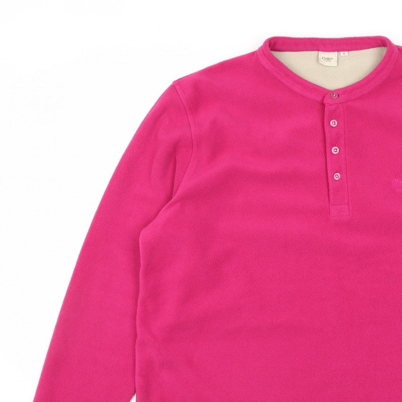 Cotton Traders Men’s Pink XL Fleece Henley Button Sweatshirt