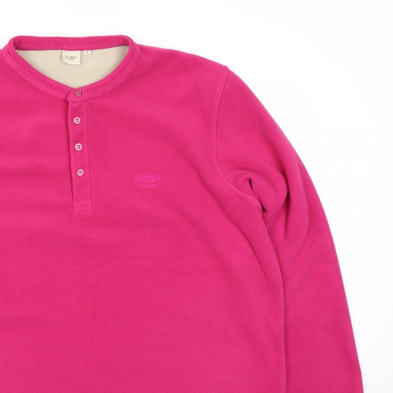 Cotton Traders Men’s Pink XL Fleece Henley Button Sweatshirt