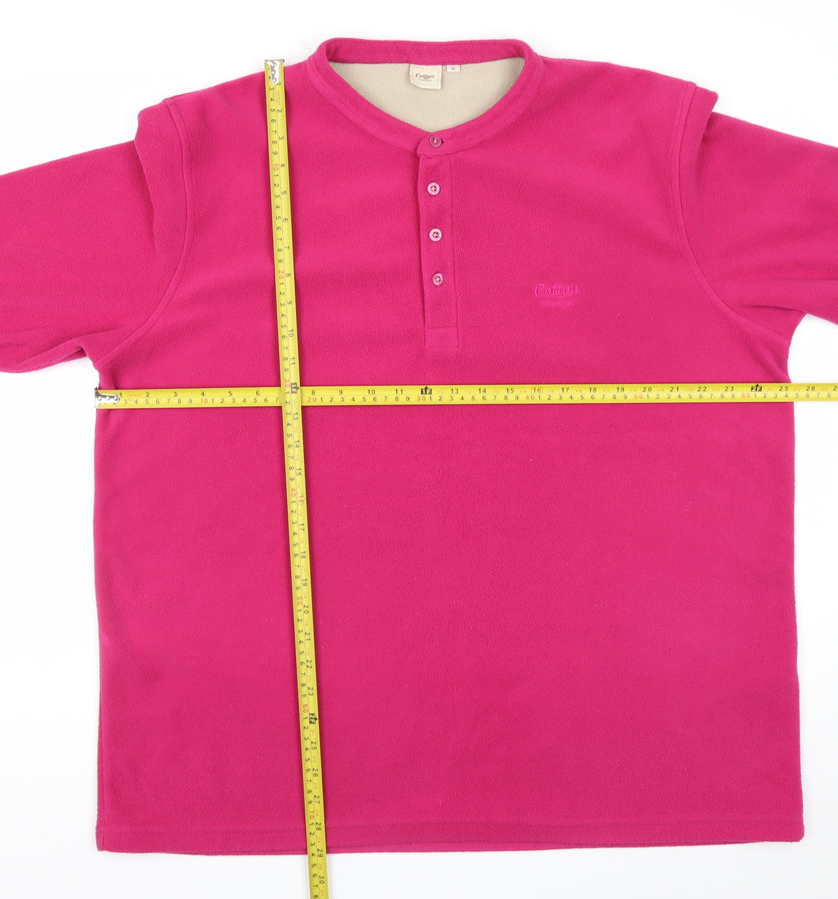 Cotton Traders Men’s Pink XL Fleece Henley Button Sweatshirt