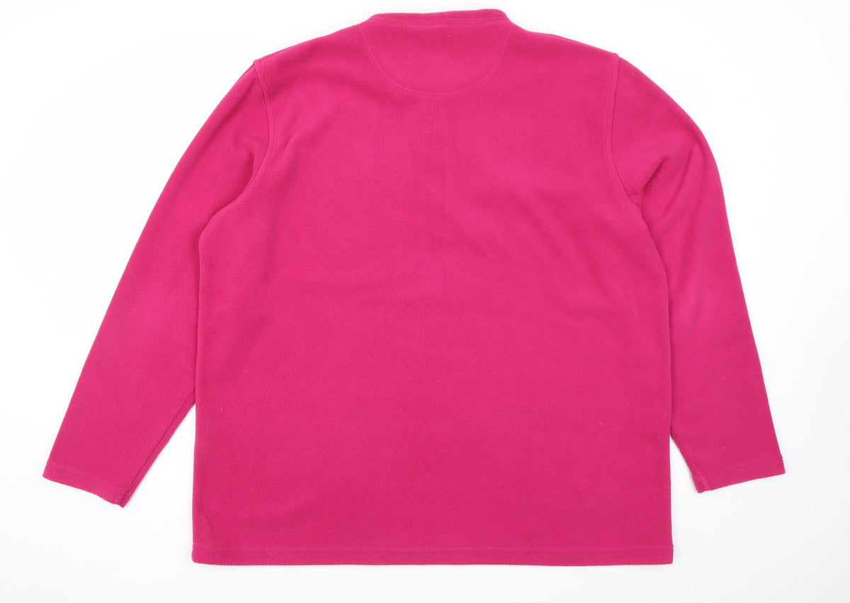Cotton Traders Men’s Pink XL Fleece Henley Button Sweatshirt