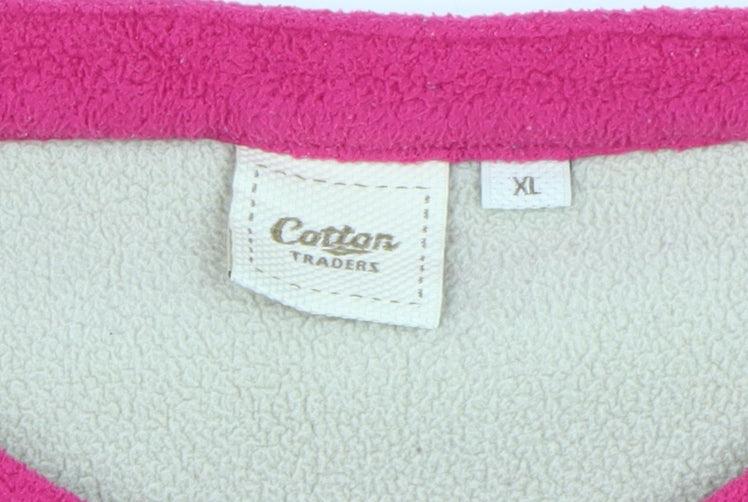 Cotton Traders Men’s Pink XL Fleece Henley Button Sweatshirt