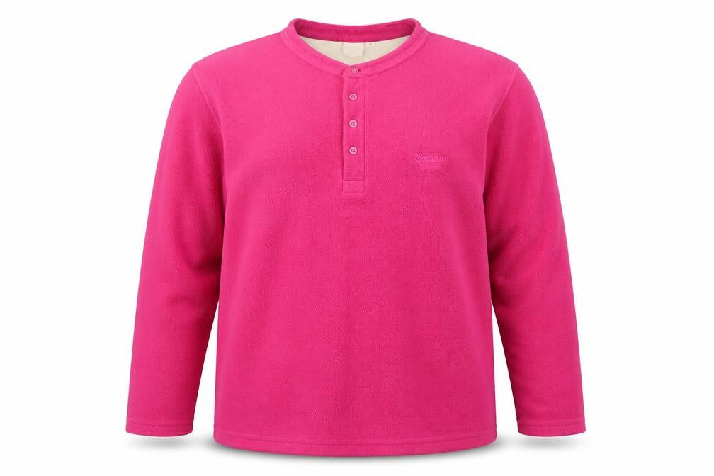 Cotton Traders Men’s Pink XL Fleece Henley Button Sweatshirt