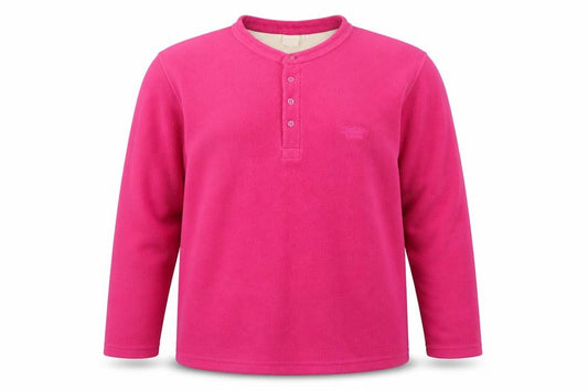 Cotton Traders Men’s Pink XL Fleece Henley Button Sweatshirt