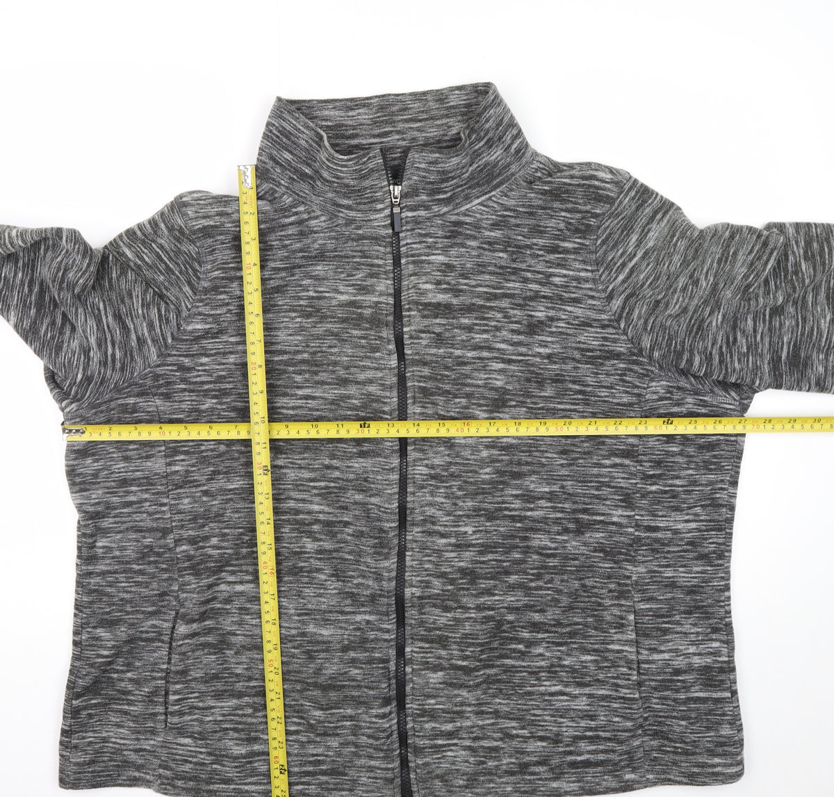 Bonmarché Men’s Grey Marl XL Fleece Full Zip Stand Collar Jacket