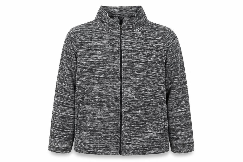 Bonmarché Men’s Grey Marl XL Fleece Full Zip Stand Collar Jacket
