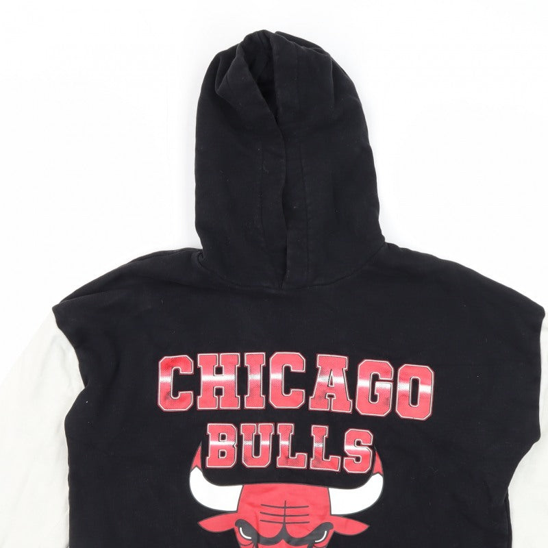 NBA Boys Black Chicago Bulls 12-13 Years Pullover Graphic Hoodie
