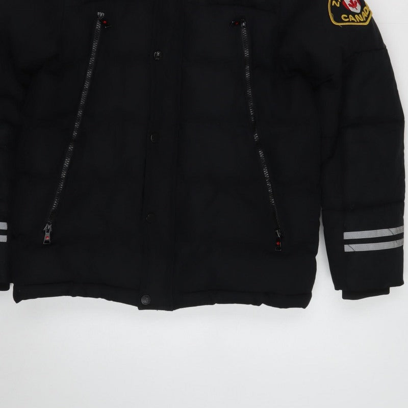 Zavetti Canada Boys Black M Puffer Jacket Hooded Winter Coat