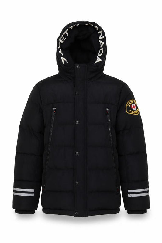 Zavetti Canada Boys Black M Puffer Jacket Hooded Winter Coat
