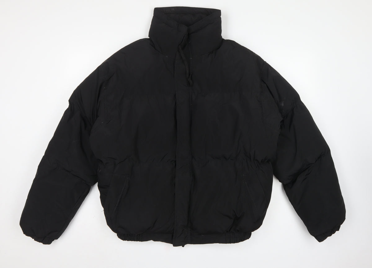 Essentials Men’s Black M Puffer Jacket Logo Zip Insulated