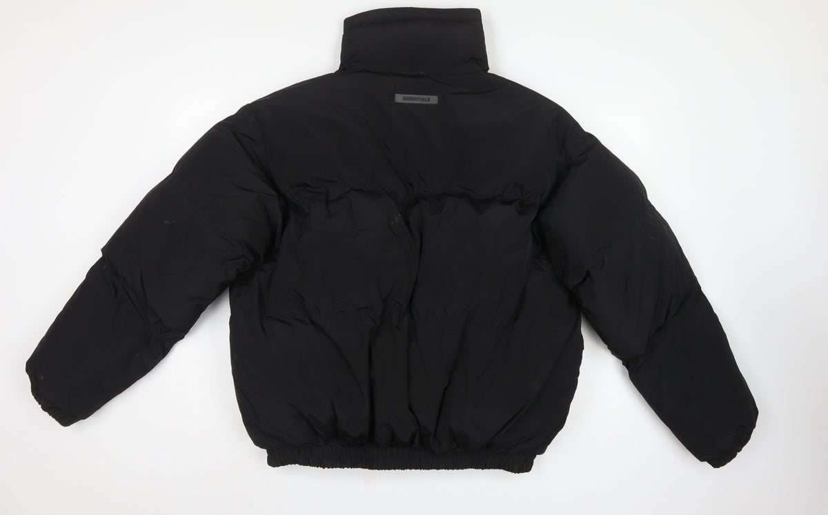 Essentials Men’s Black M Puffer Jacket Logo Zip Insulated