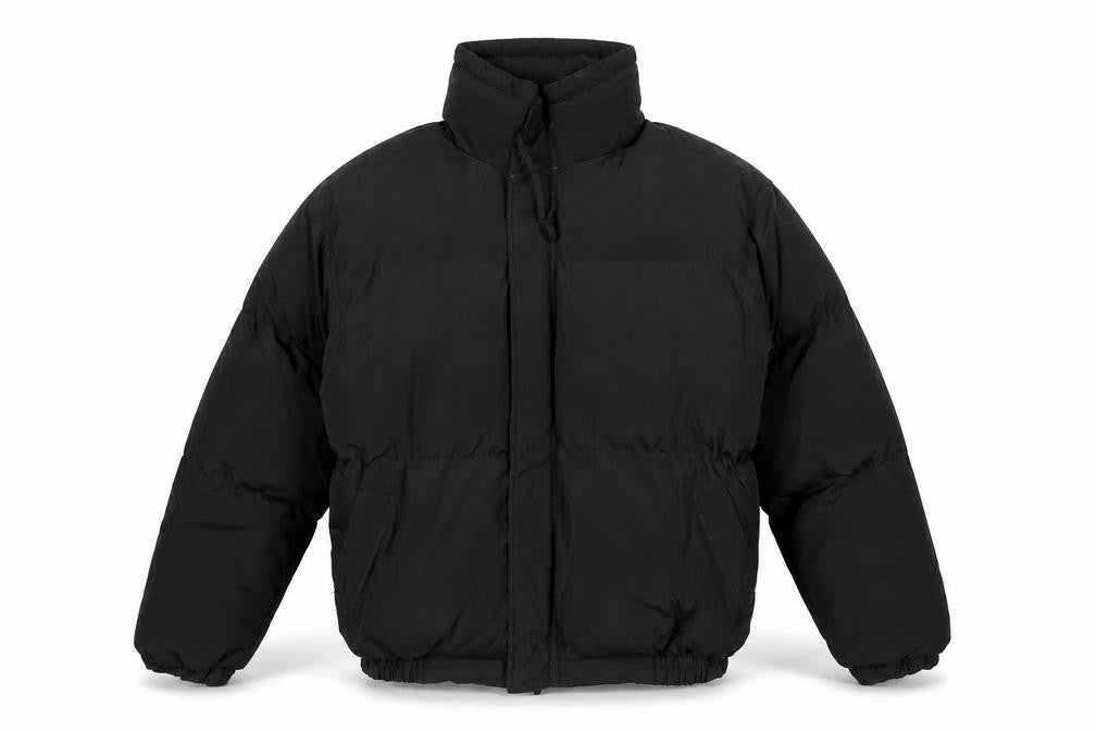 Essentials Men’s Black M Puffer Jacket Logo Zip Insulated