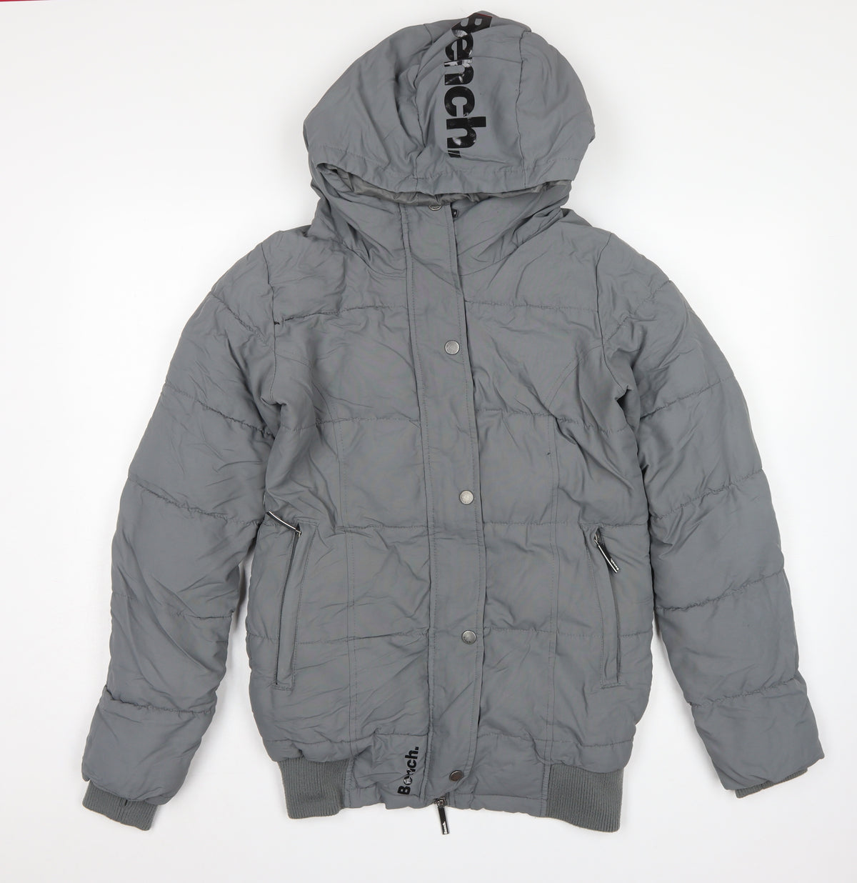 Bench Women’s Grey Size S Hooded Quilted Puffer Jacket