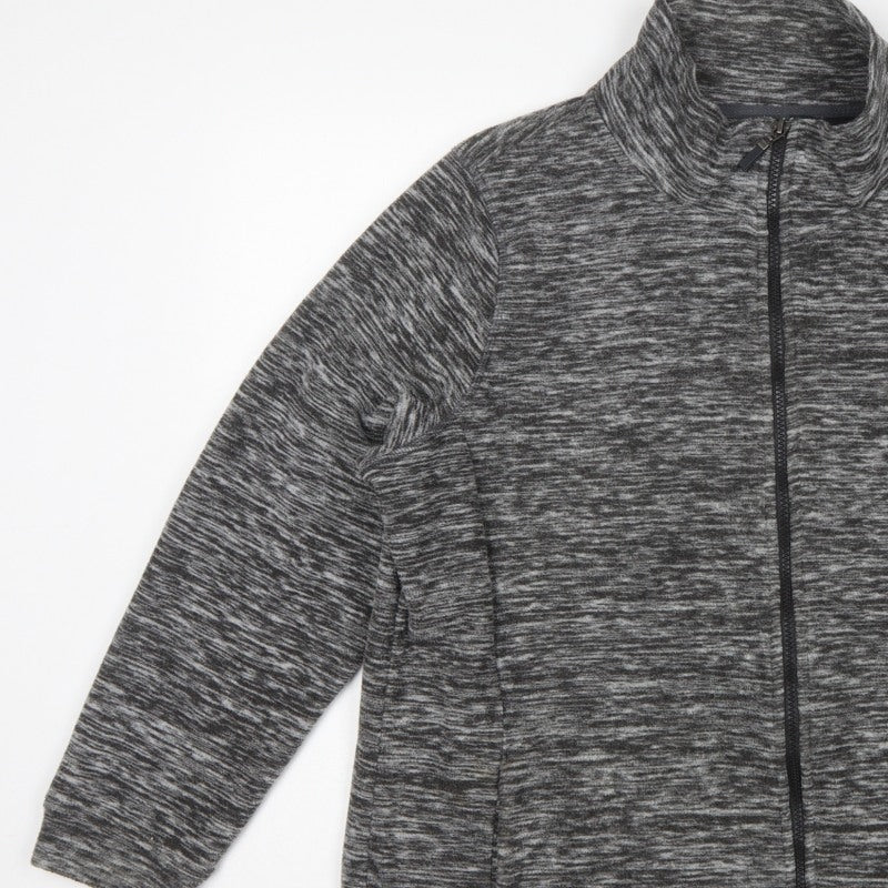 Bonmarché Women Grey Marl L Full Zip Fleece Jacket Pockets