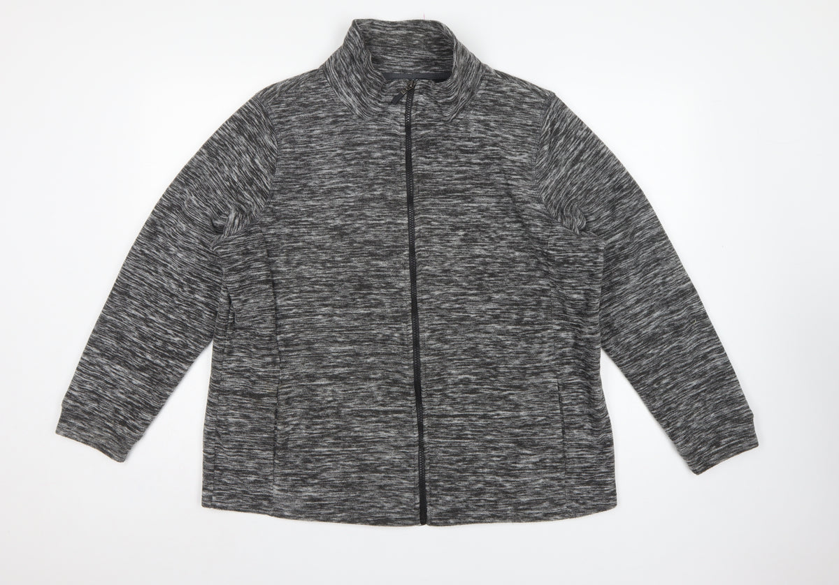 Bonmarché Women Grey Marl L Full Zip Fleece Jacket Pockets