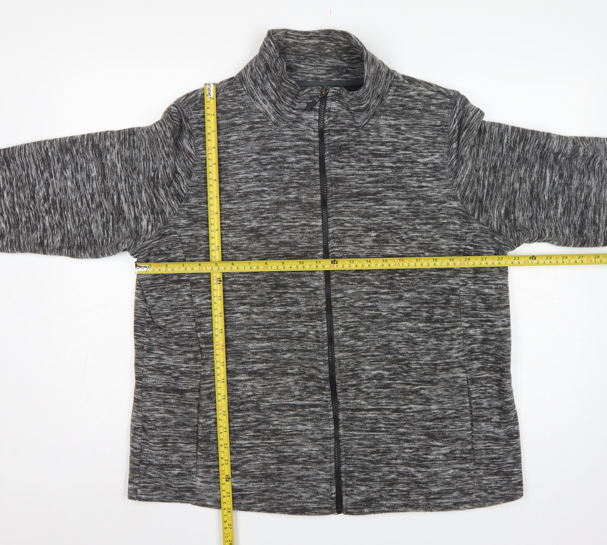 Bonmarché Women Grey Marl L Full Zip Fleece Jacket Pockets