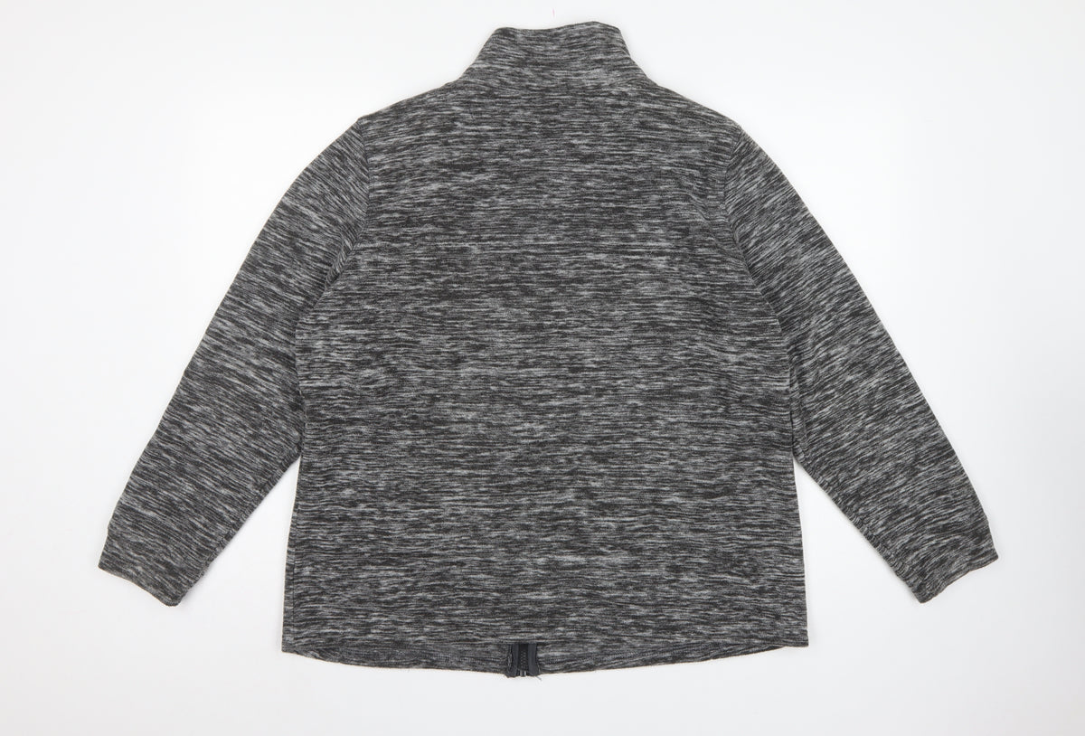 Bonmarché Women Grey Marl L Full Zip Fleece Jacket Pockets