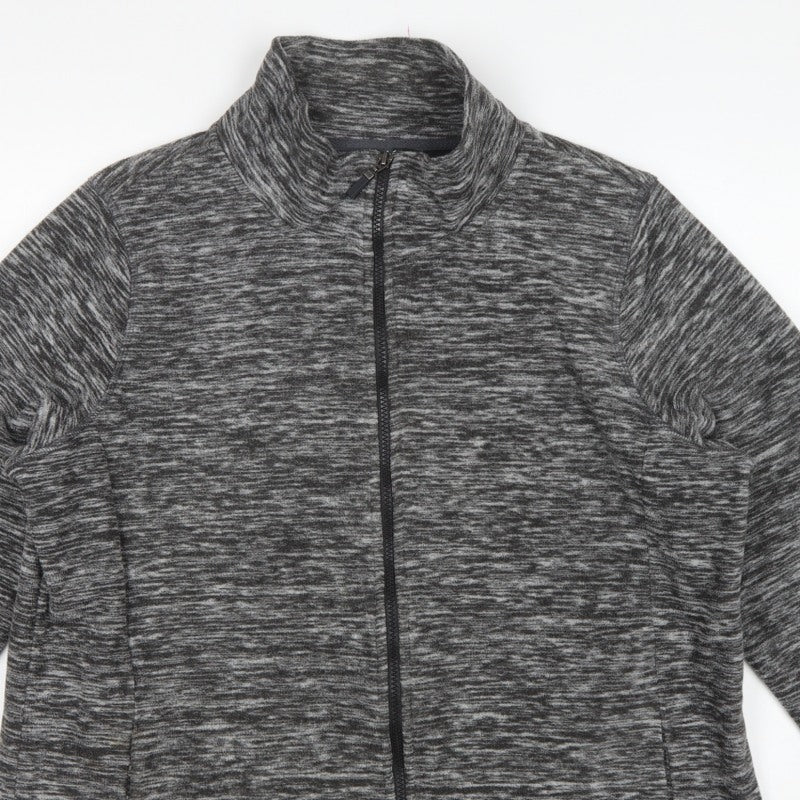 Bonmarché Women Grey Marl L Full Zip Fleece Jacket Pockets