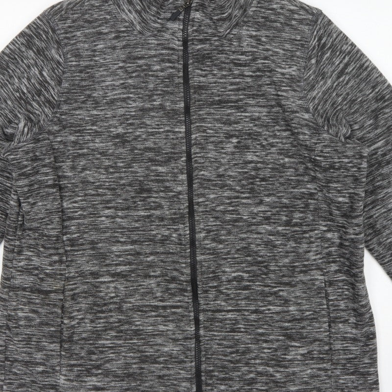 Bonmarché Women Grey Marl L Full Zip Fleece Jacket Pockets