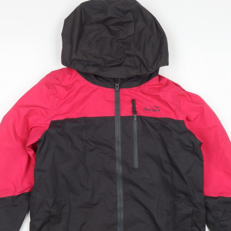 Peter Storm Girls Pink Black 11-12 Hooded Basic Jacket Outdoor