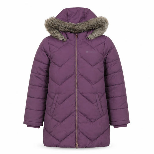 Mountain Warehouse Girls Purple 9-10 Years Puffer Coat Faux Fur Hood