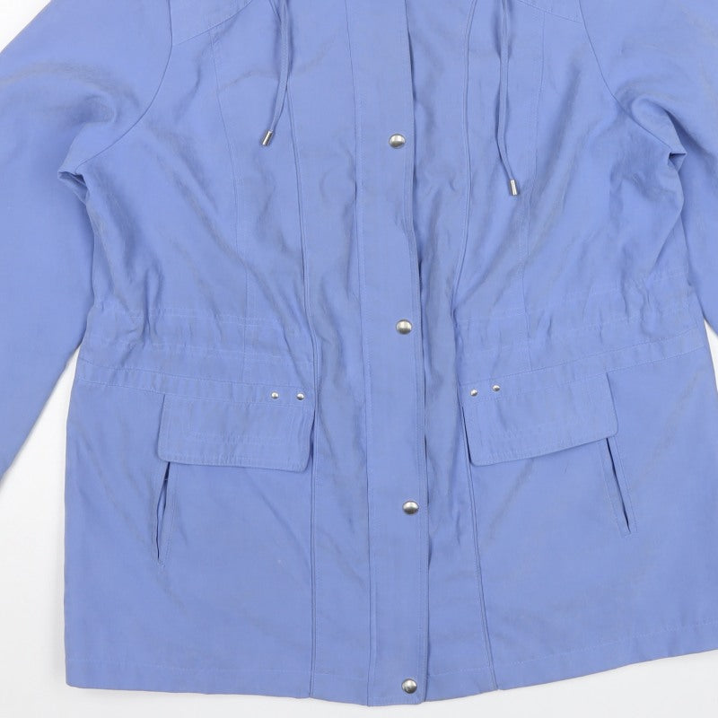 BM Collection Women's Blue L Hooded Parka Long Coat Pockets