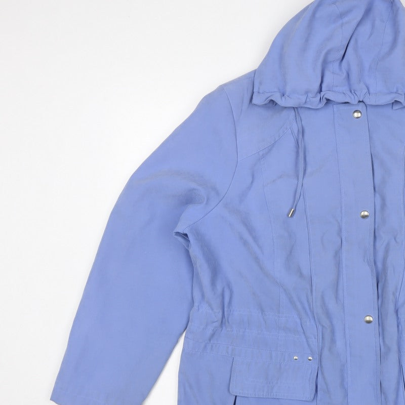 BM Collection Women's Blue L Hooded Parka Long Coat Pockets