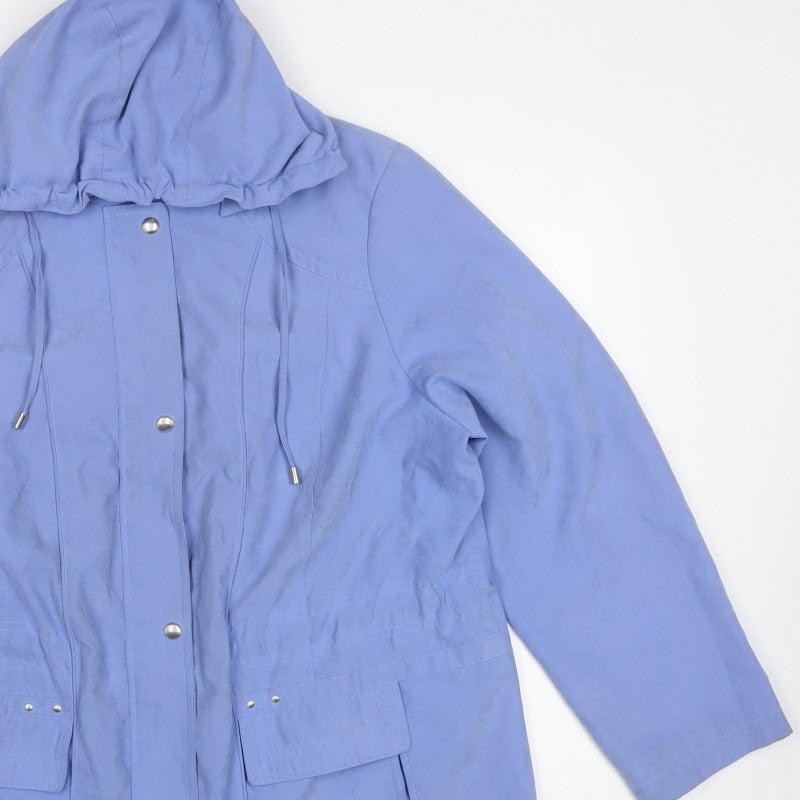 BM Collection Women's Blue L Hooded Parka Long Coat Pockets