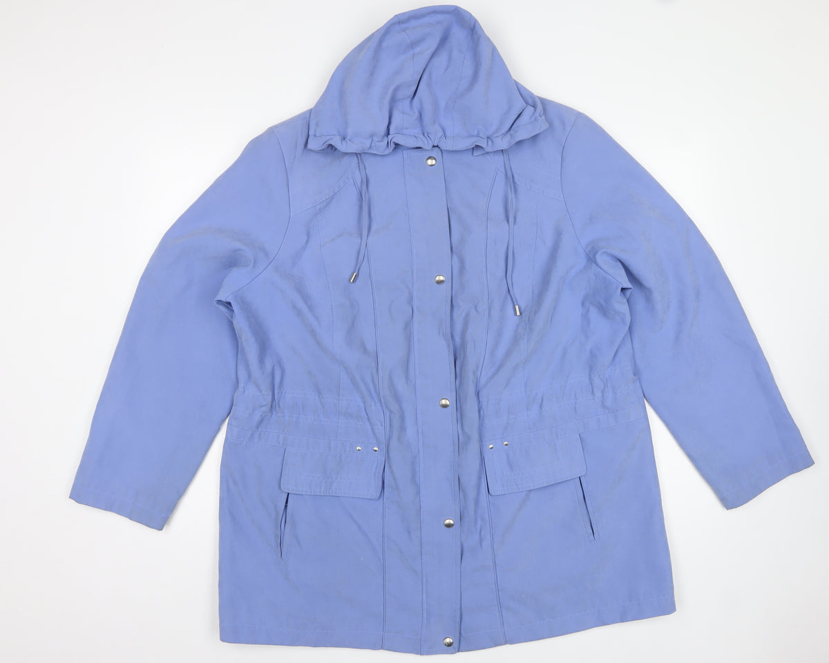 BM Collection Women's Blue L Hooded Parka Long Coat Pockets