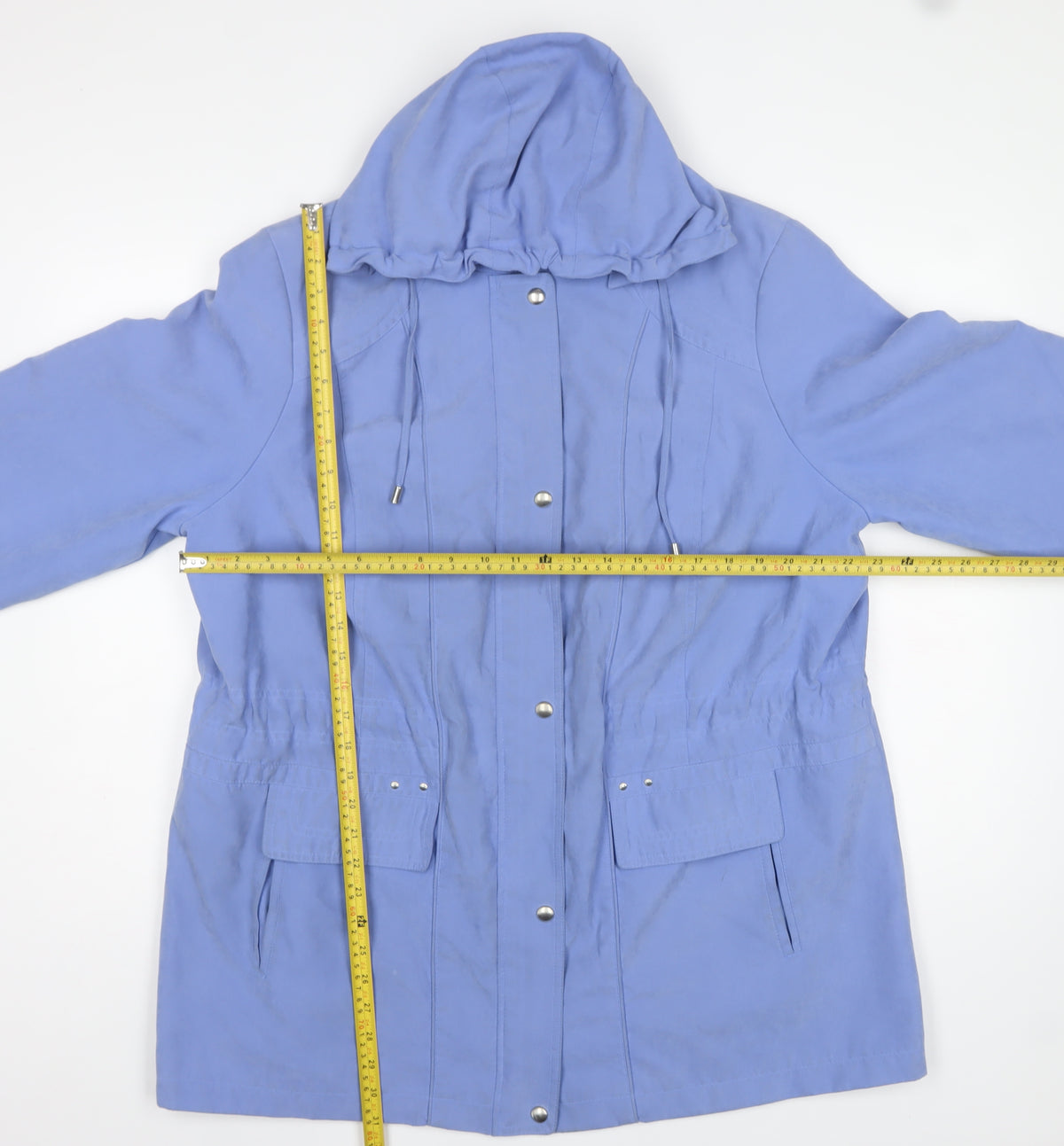 BM Collection Women's Blue L Hooded Parka Long Coat Pockets