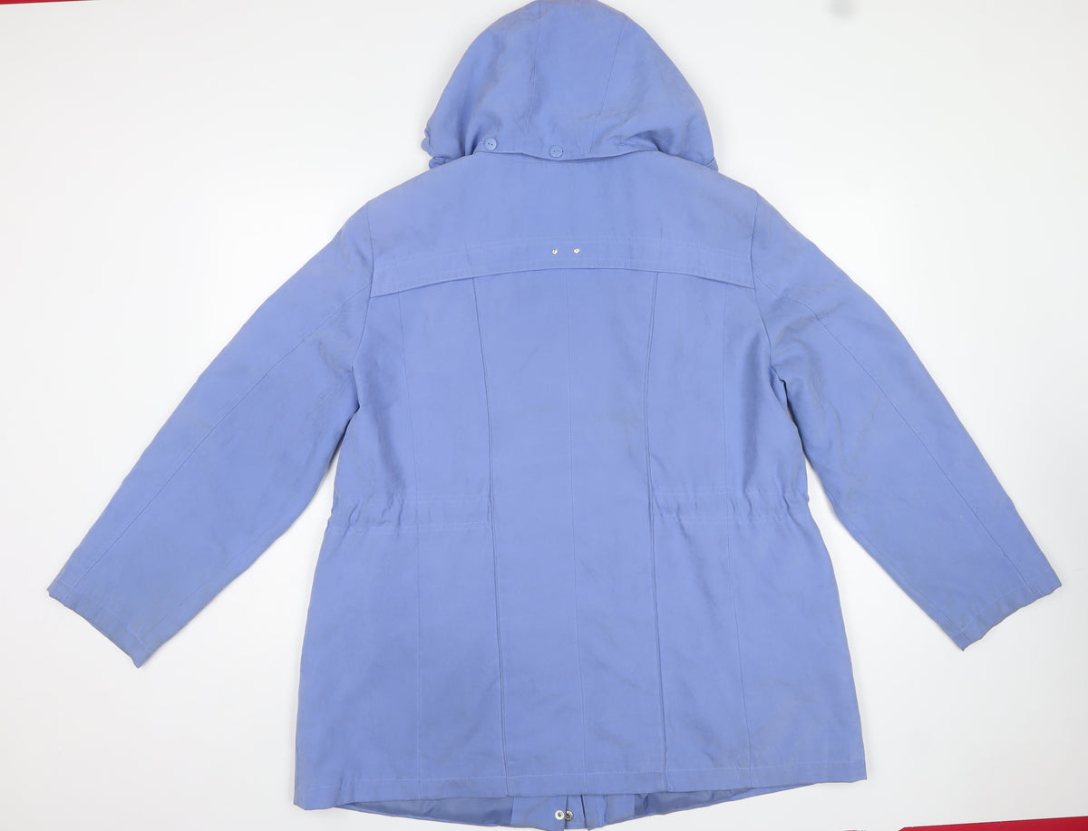 BM Collection Women's Blue L Hooded Parka Long Coat Pockets