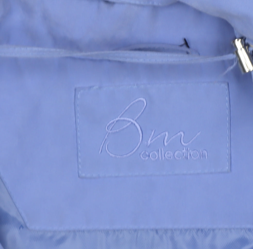 BM Collection Women's Blue L Hooded Parka Long Coat Pockets