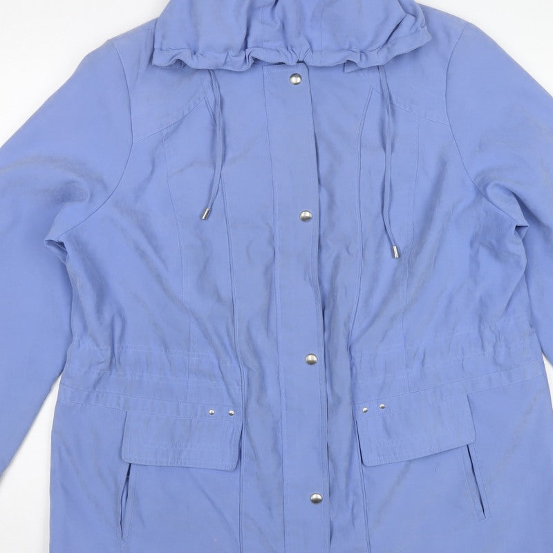 BM Collection Women's Blue L Hooded Parka Long Coat Pockets