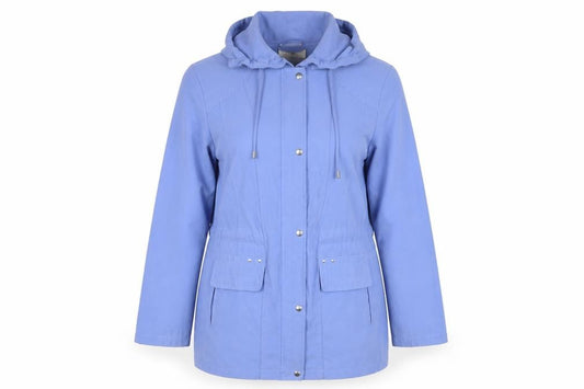 BM Collection Women's Blue L Hooded Parka Long Coat Pockets
