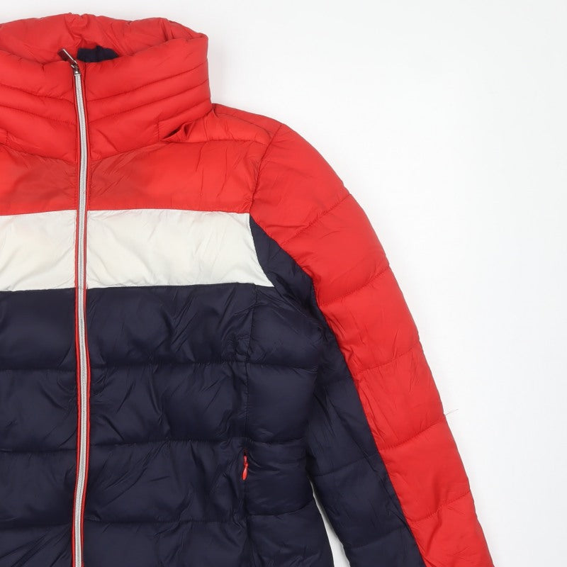Marks and Spencer Women's UK 14 Red Navy Puffer Jacket Full Zip