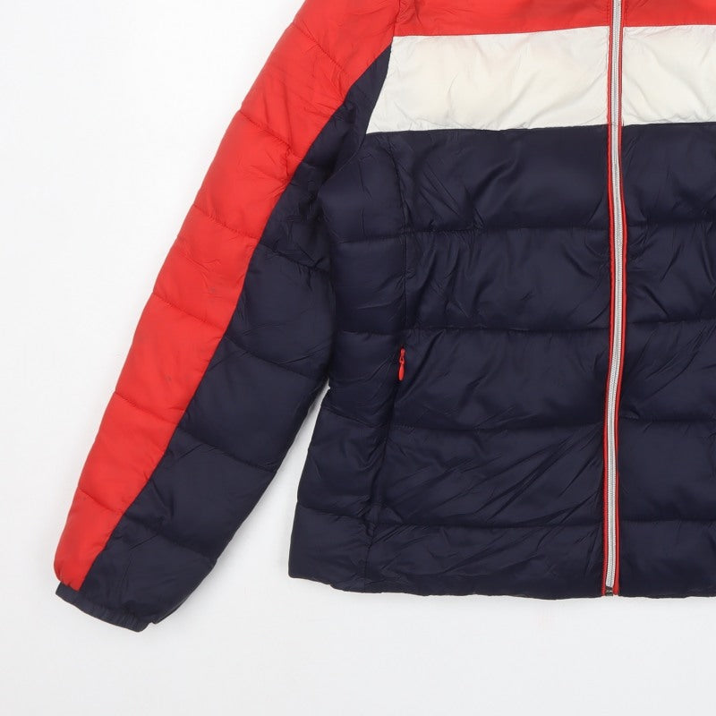 Marks and Spencer Women's UK 14 Red Navy Puffer Jacket Full Zip