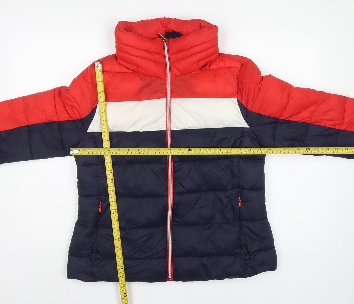 Marks and Spencer Women's UK 14 Red Navy Puffer Jacket Full Zip