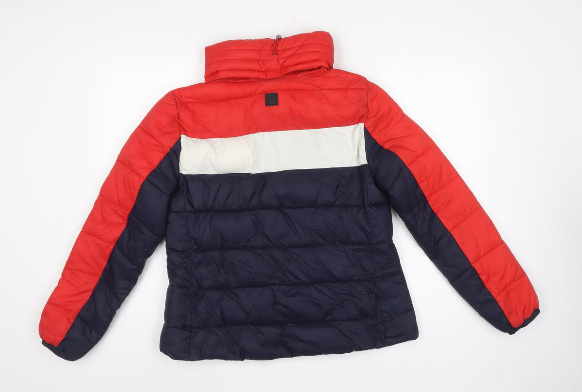 Marks and Spencer Women's UK 14 Red Navy Puffer Jacket Full Zip