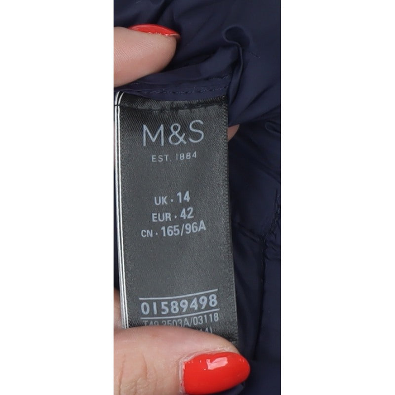 Marks and Spencer Women's UK 14 Red Navy Puffer Jacket Full Zip