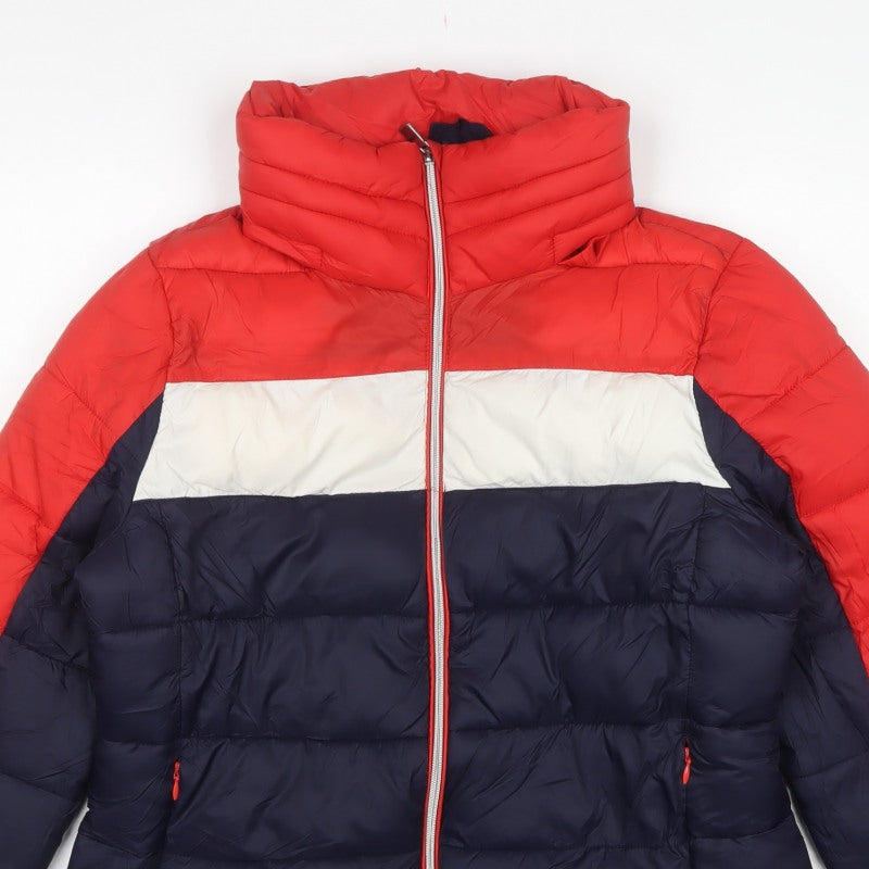 Marks and Spencer Women's UK 14 Red Navy Puffer Jacket Full Zip