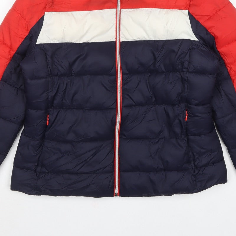 Marks and Spencer Women's UK 14 Red Navy Puffer Jacket Full Zip