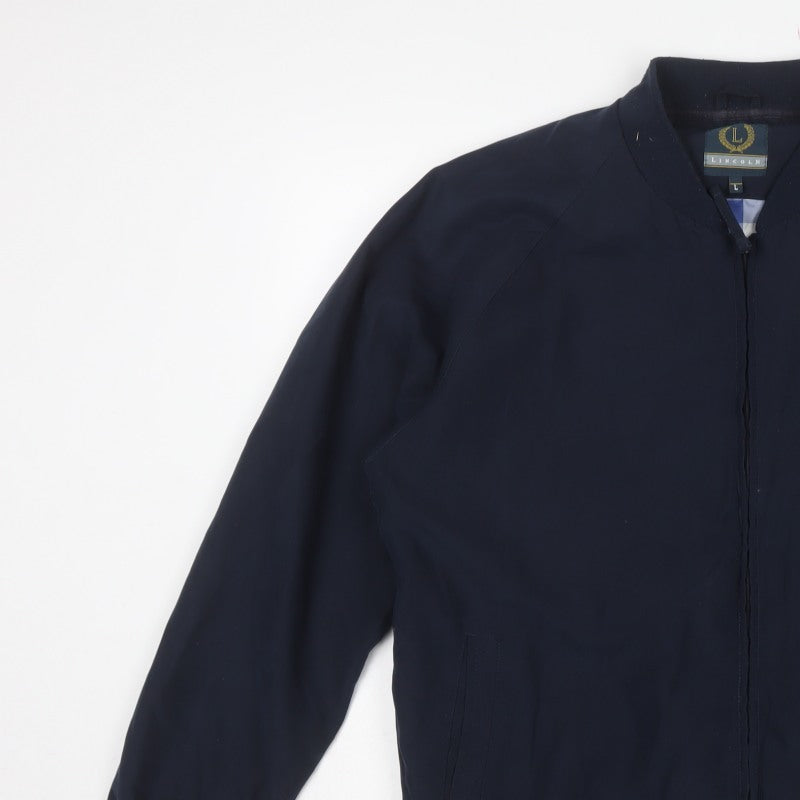 Lincoln Men's Navy L Bomber Jacket Full Zip Lined Casual