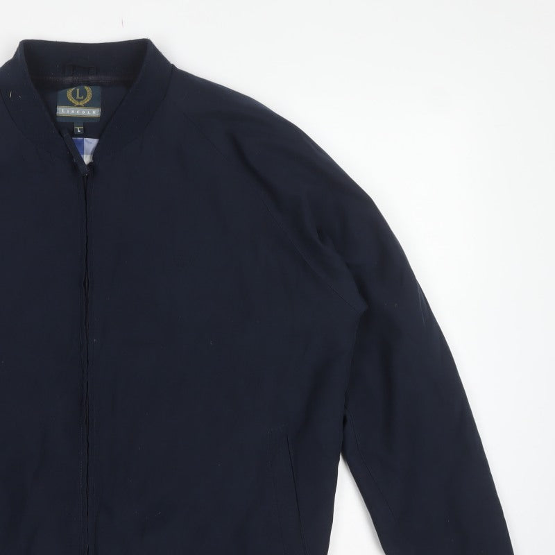 Lincoln Men's Navy L Bomber Jacket Full Zip Lined Casual